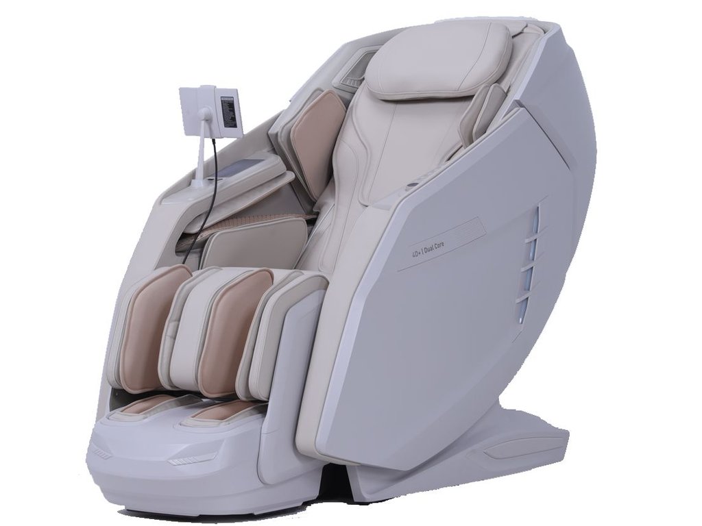 Masážne kreslo DAMICO COSMO Dualcore 5D Beige s bielym korpusom a béžovým čalúnením